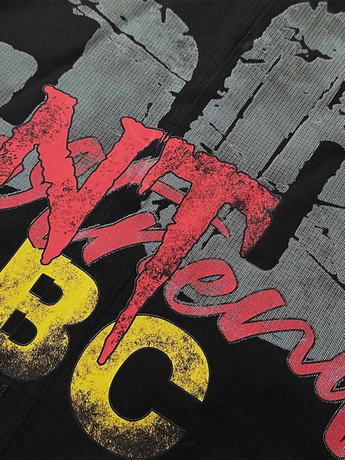 Retro Letter Print Short Sleeve Shirt - 2426