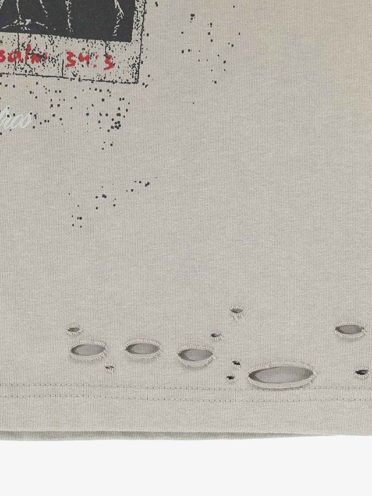 Jersey Distressed Camouflage Faux Two-Piece Graphic T-Shirt - 2420