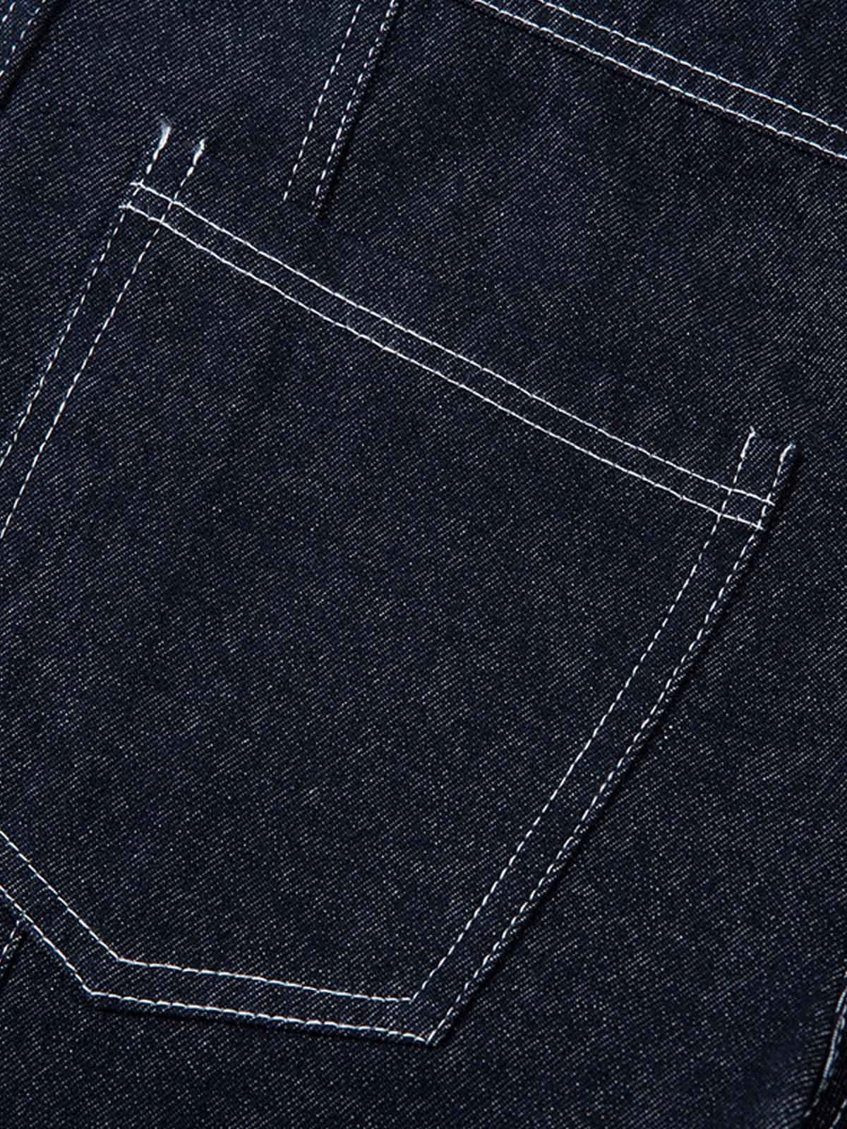 Deconstructed Contrast Stitching Barrel Jeans - 2326
