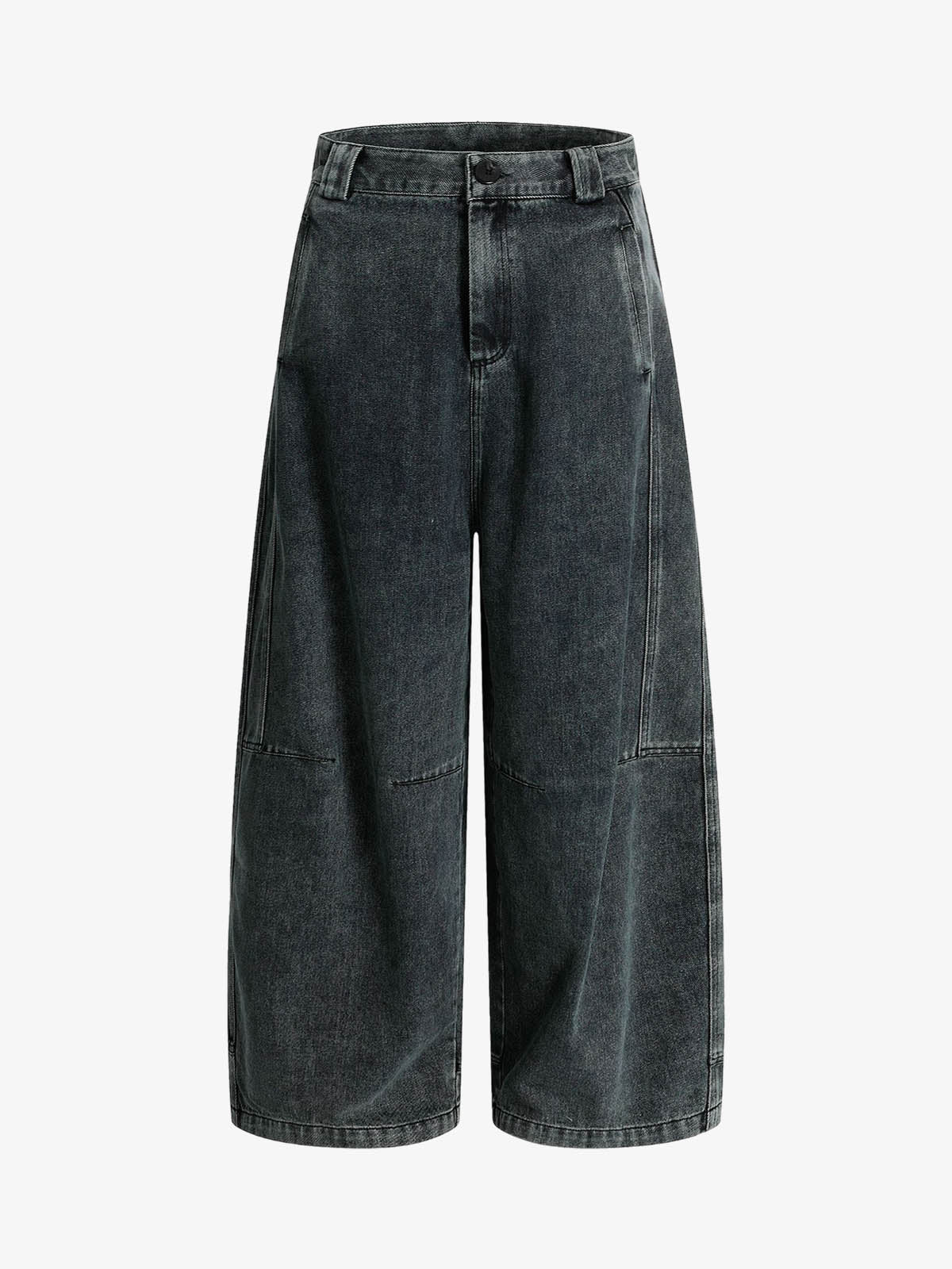 Washed Dirty Dyed Pleated  Barrel Jeans
