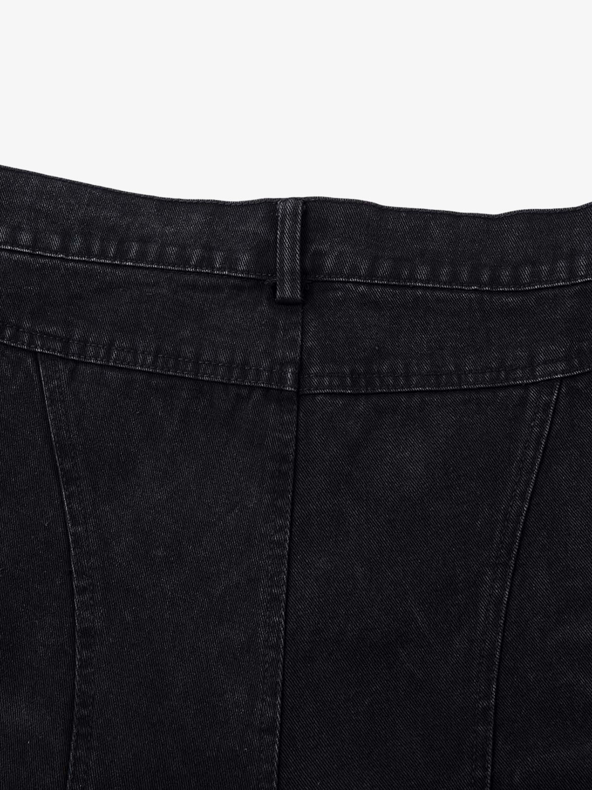 Washed Distressed Multi-Pocket Cargo Jeans