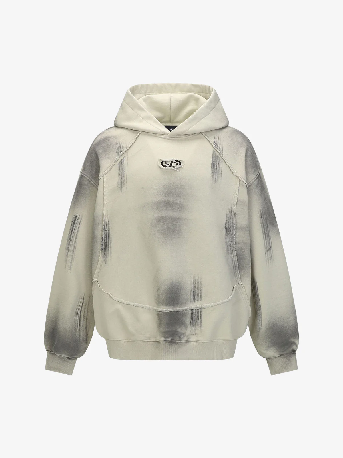 Hip-Hop Wasteland Ink-Dyed Raw Edge Hoodie