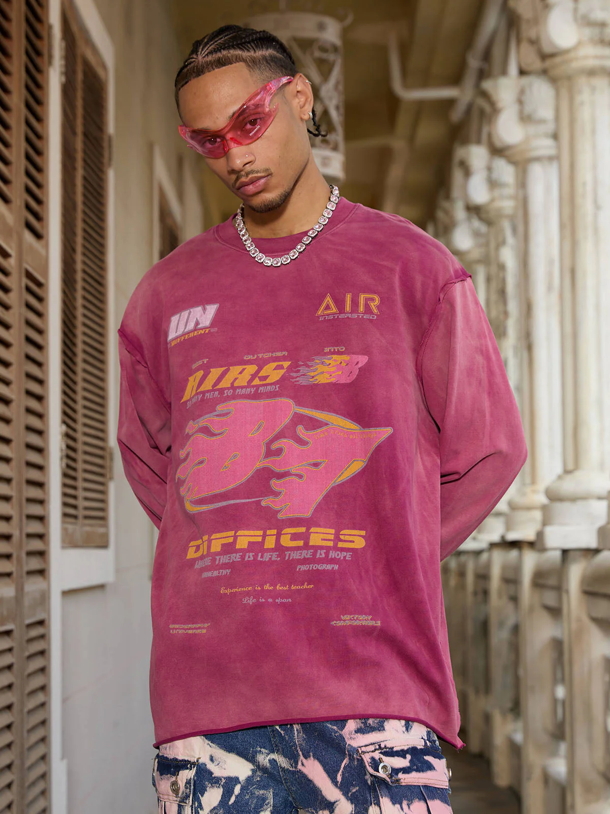 Thesupermade Washed Edge Long Sleeve T-Shirt