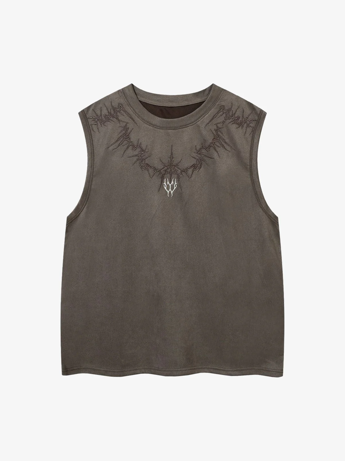 Suede Thorn Embroidered Vest