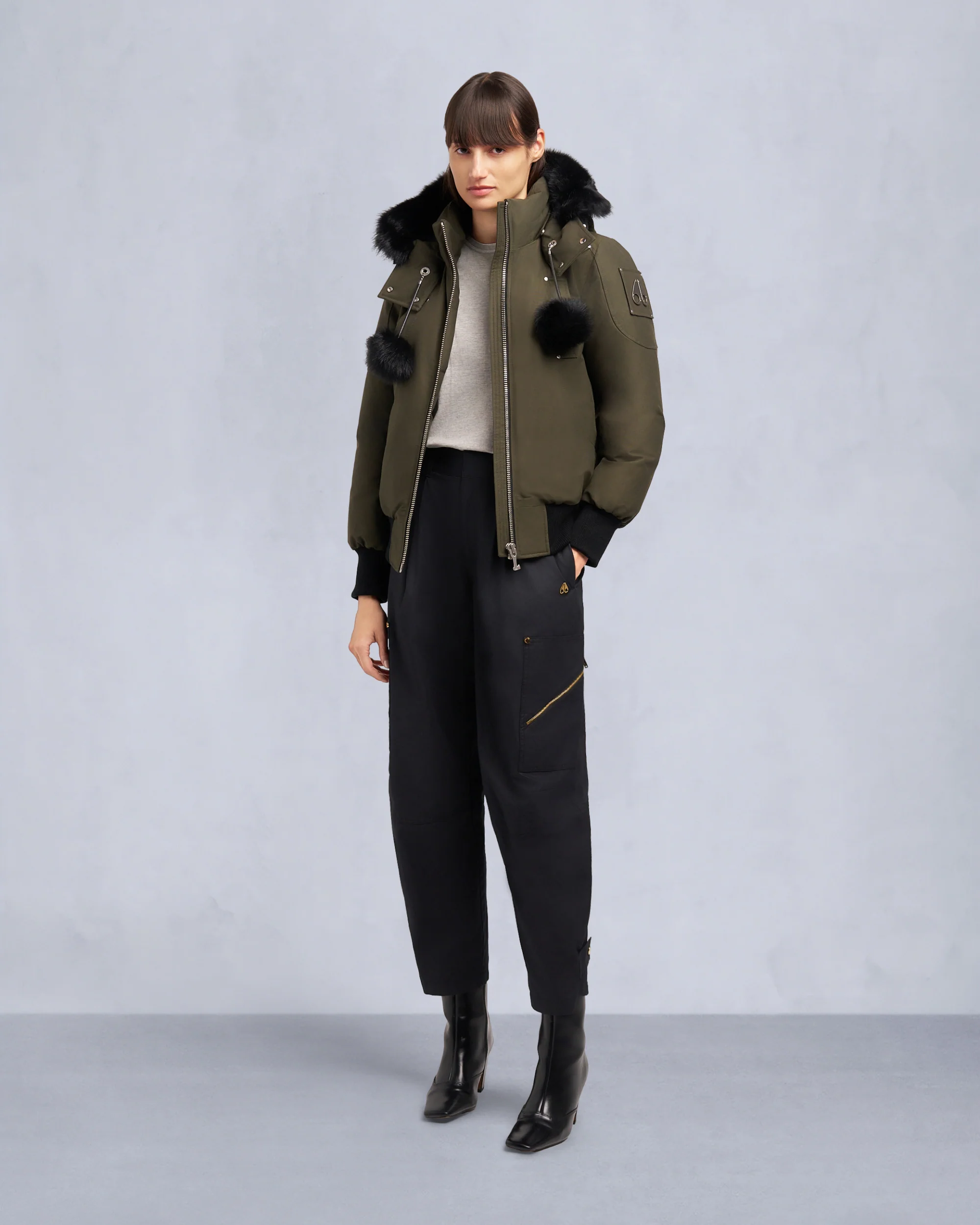 ORIGINAL DEBBIE SHEARLING TRIM BOMBER JACKET