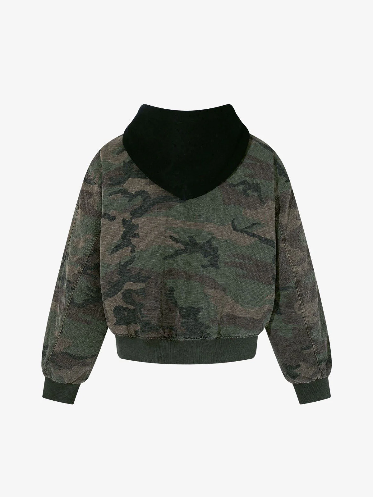 Retro Camouflage Faux Two-Piece Bomber Jacket - 2536