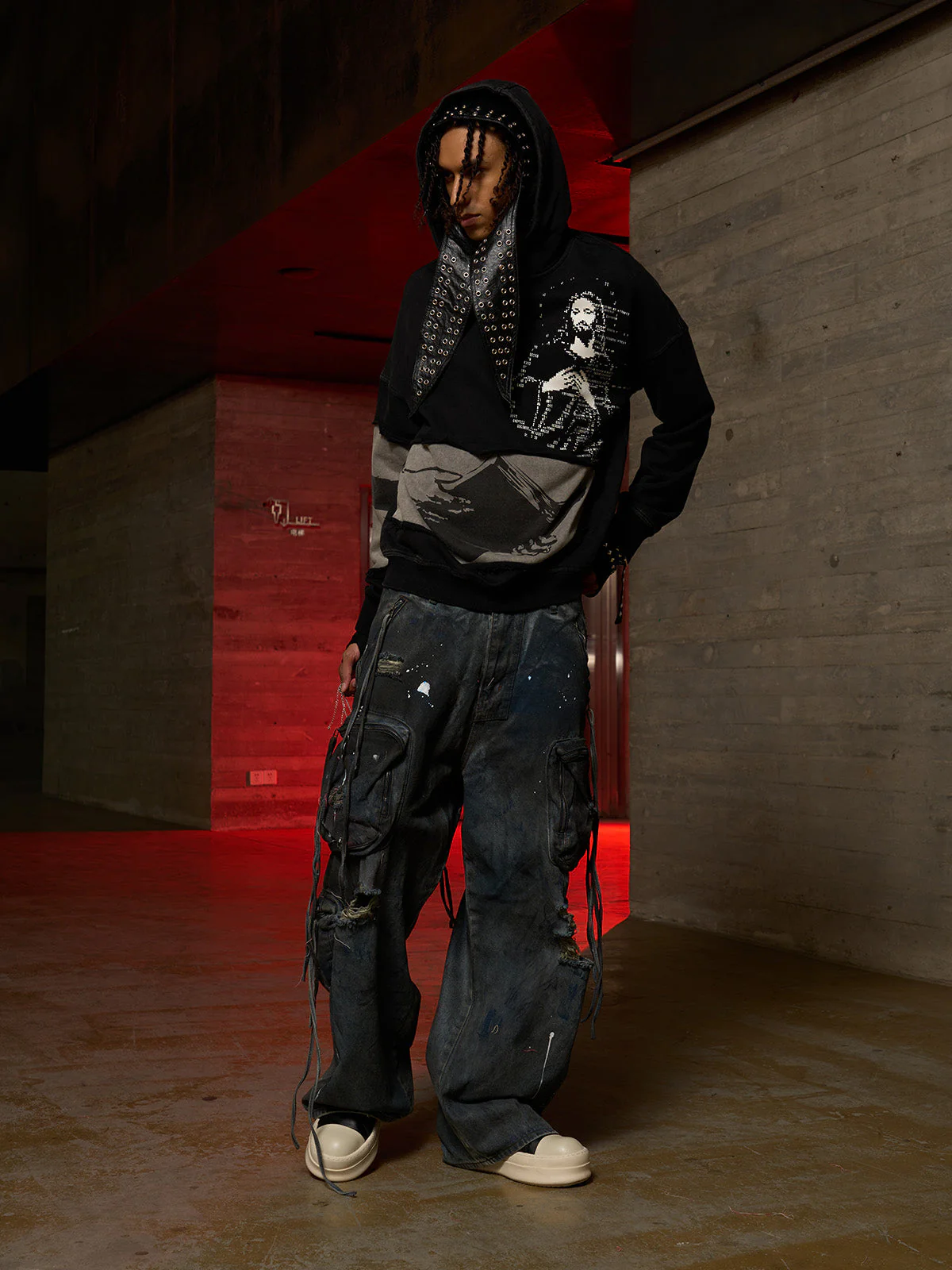 Distressed Electronic Exorcist Print Hoodie