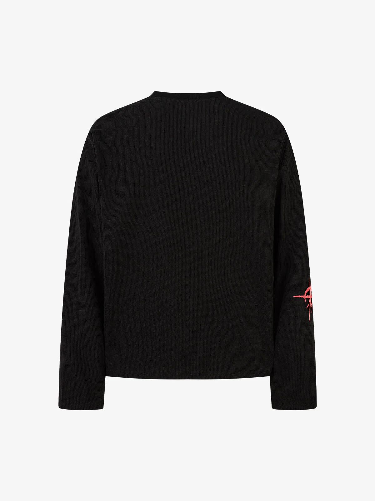 Letter Print Waffle Cross Long-Sleeved T-Shirt