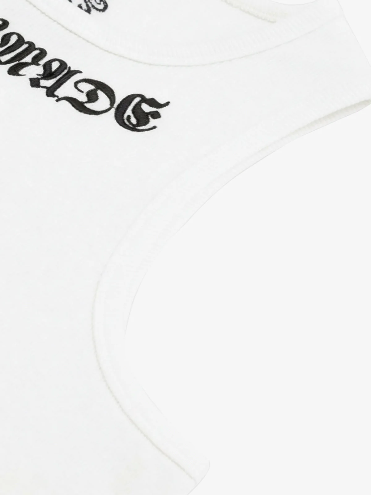 Gothic Lettering Embroidered Ribbed Vest - 2522