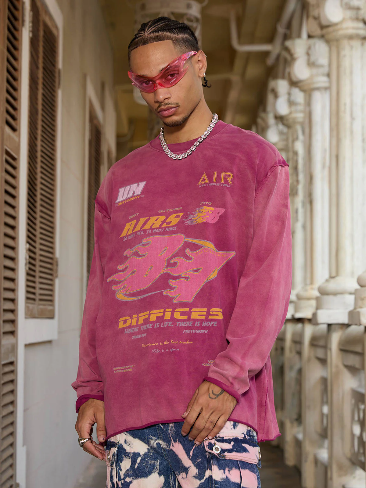 Thesupermade Washed Edge Long Sleeve T-Shirt