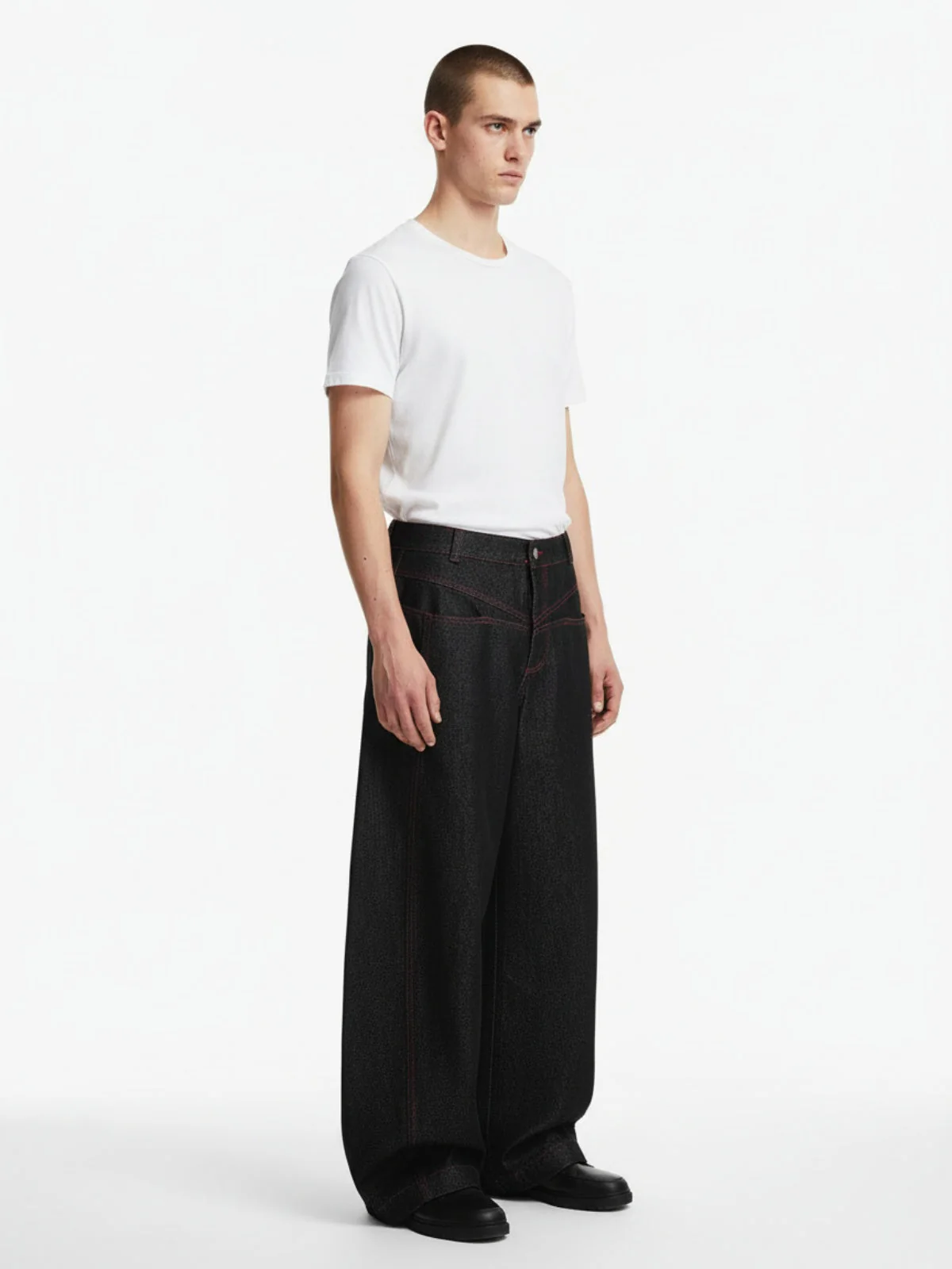 Street Culottes Red Stitching Barrel Jeans