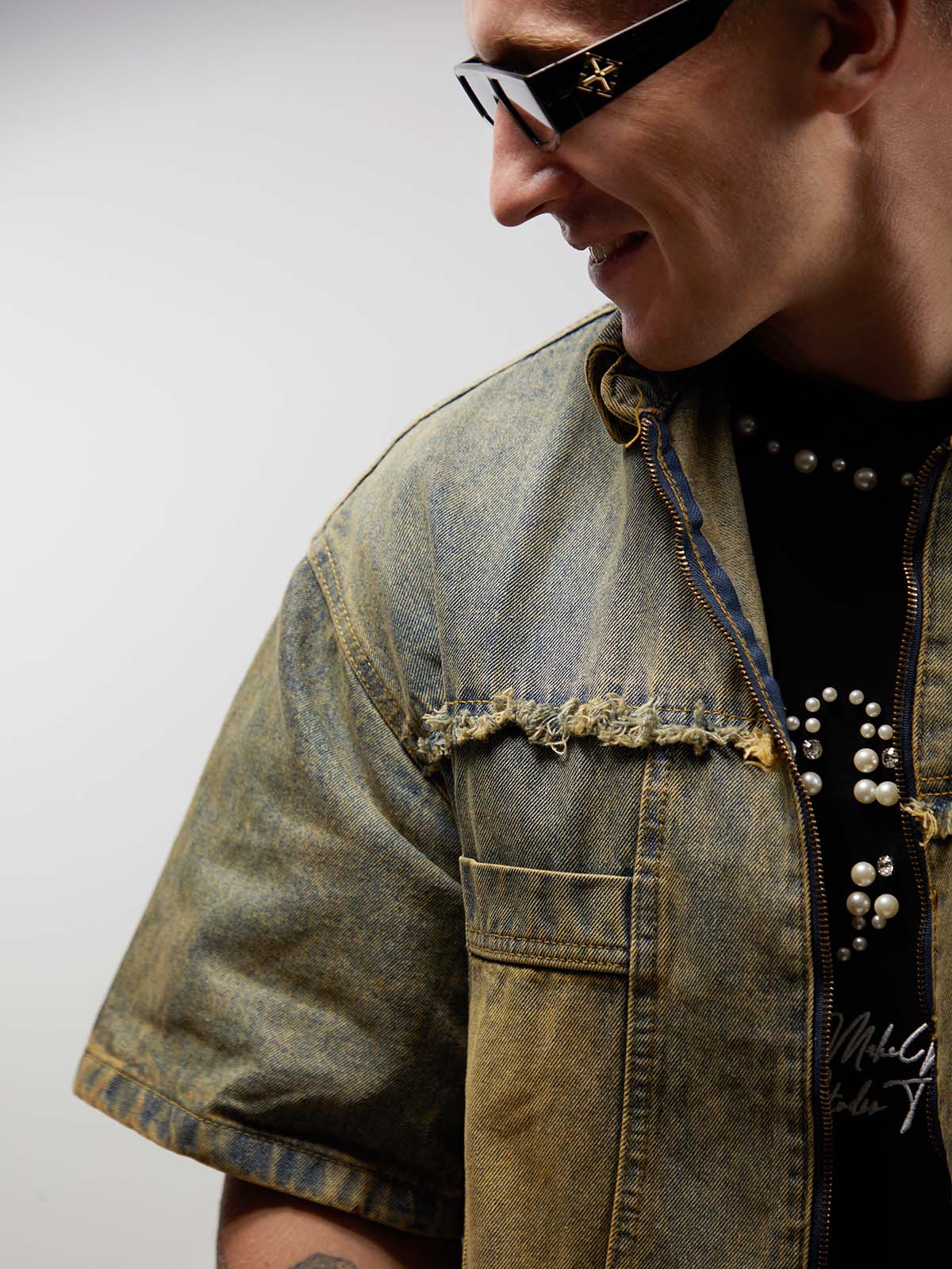 Denim Distressed Ripped Suit - 2460