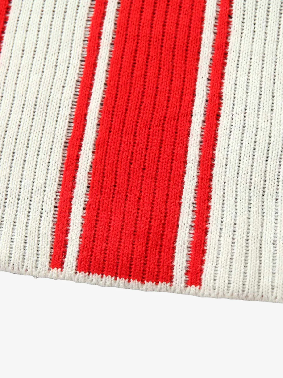 Thesupermade Vintage Striped Baseball Short-sleeved Knit Sweater - 2249