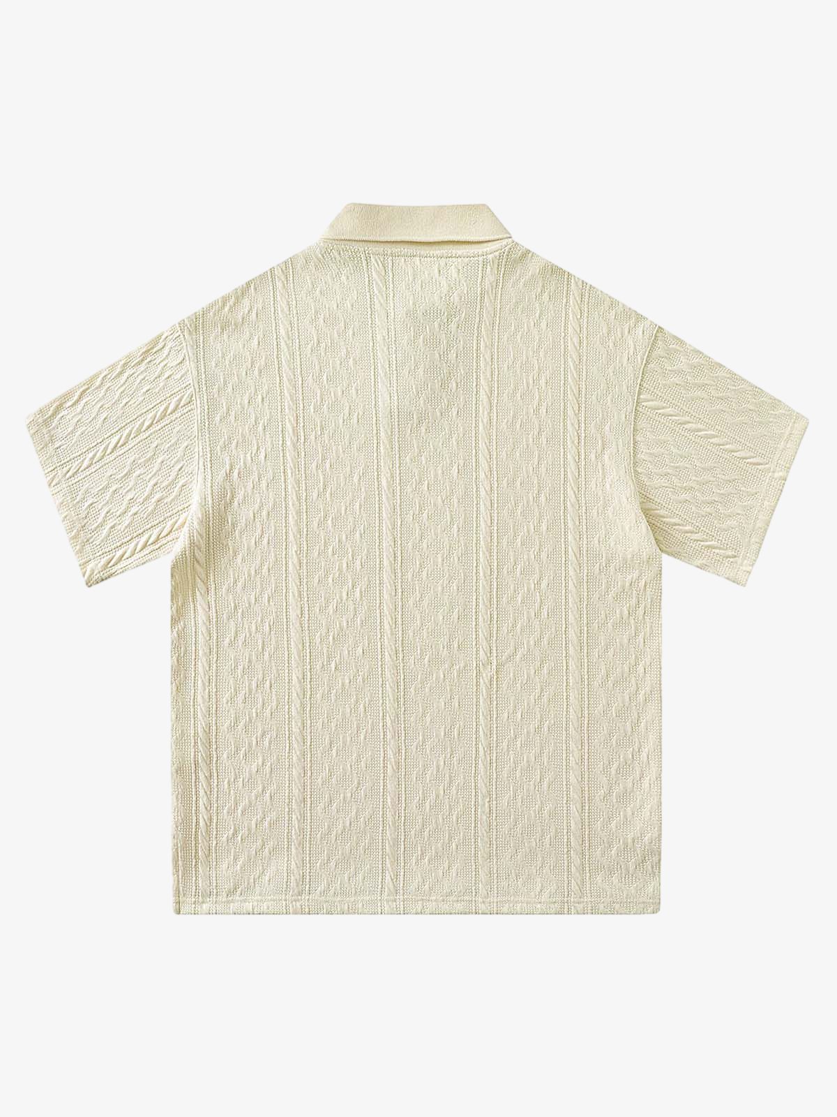 Vintage Print Lapel Short Sleeve Polo Shirt