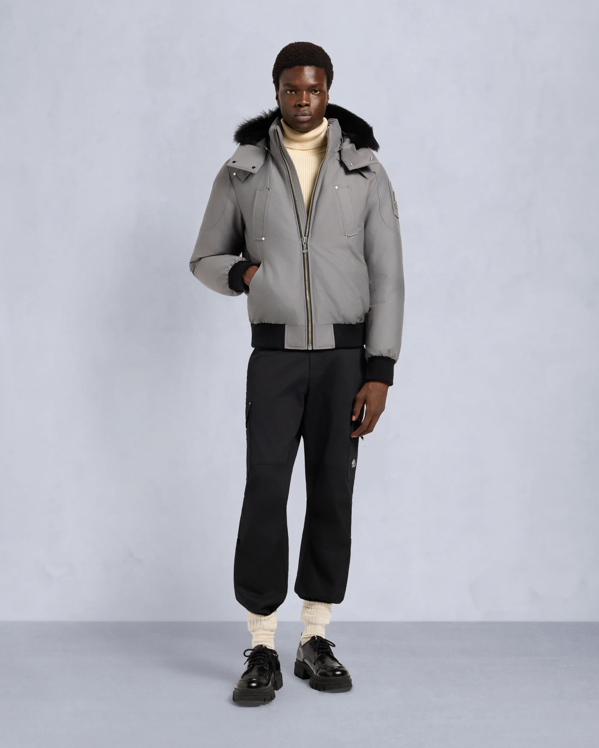 ORIGINAL BALLISTIC SHEARLING TRIM BOMBER JACKET