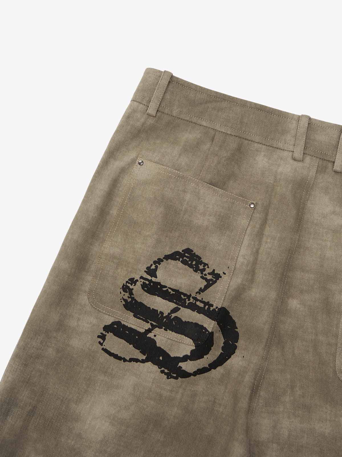 Original Large Cross Angel Print Distressed Jeans - 2552