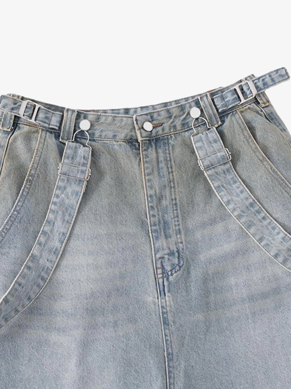 Distressed Washed Detachable Jeans