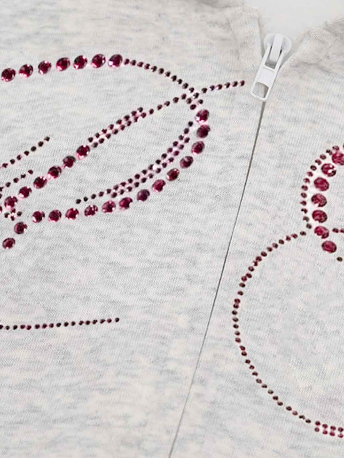 Street Hip-Hop Rhinestone Cropped Zip Up Hoodie