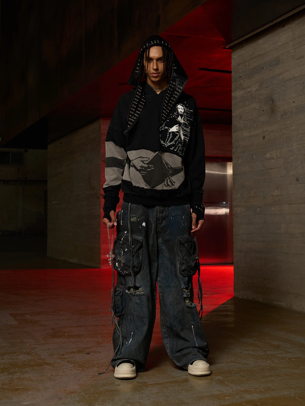 Distressed Electronic Exorcist Print Hoodie