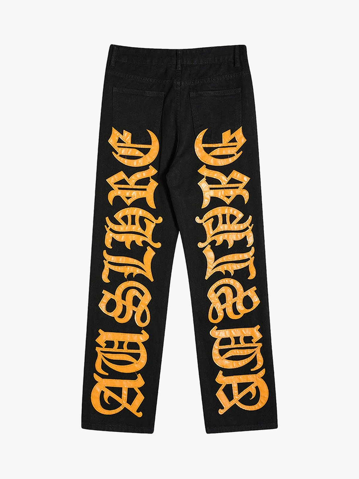 Thesupermade Burning Text Embroidered Letters Jeans -1478