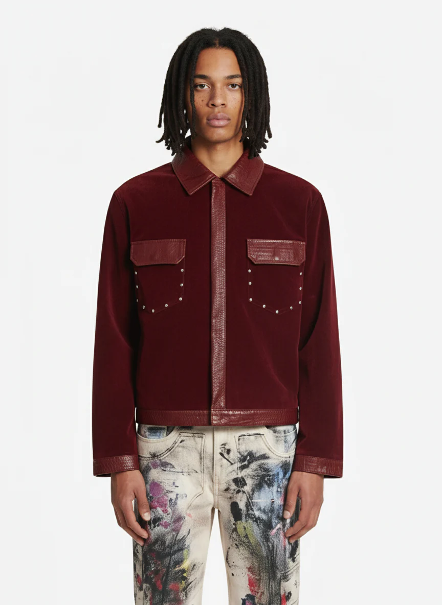 Vintage Suede PU Leather Collar Zip Up Jacket