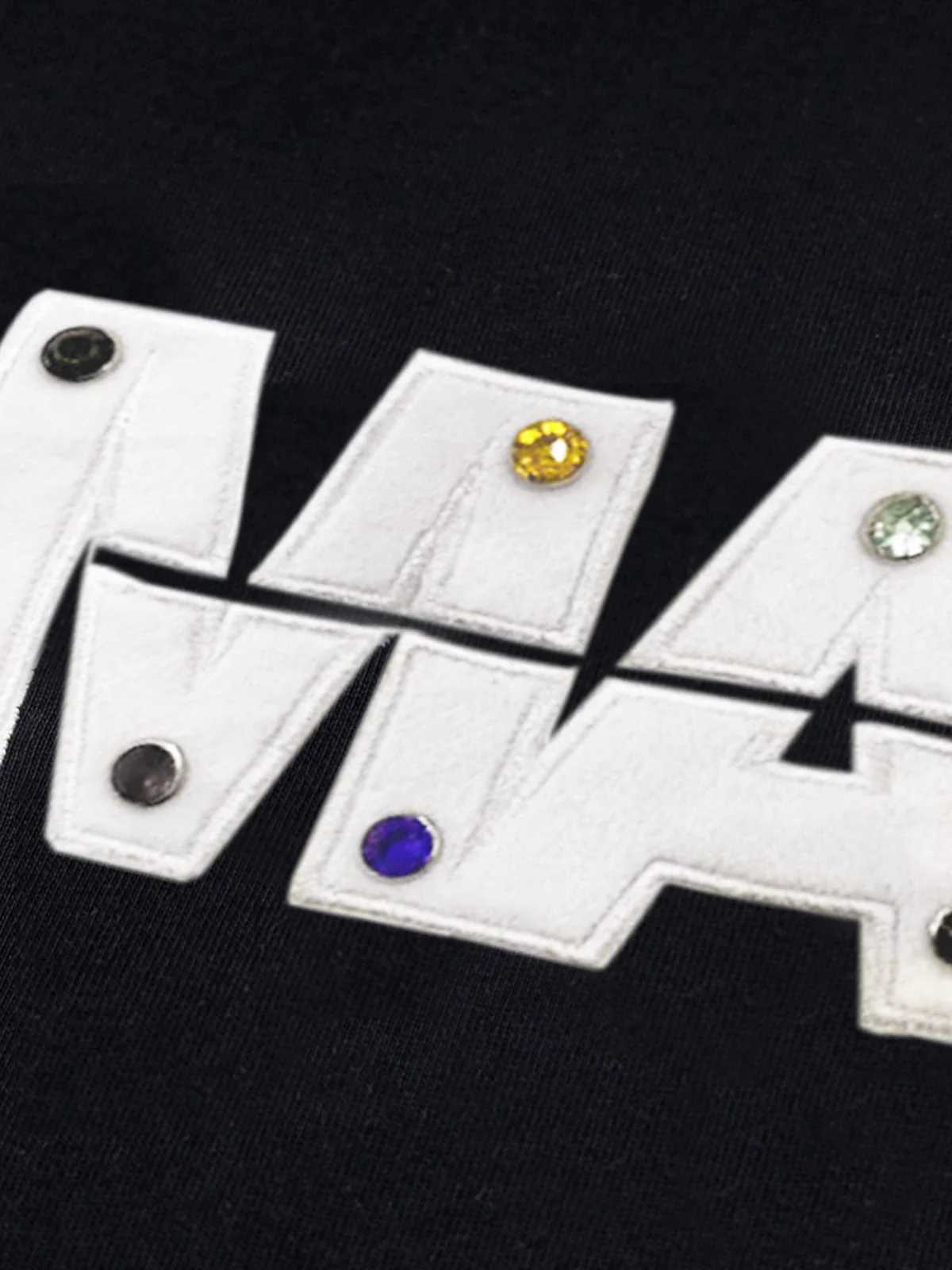 Street Retro MOOD Patch Embroidered Rivet T-shirt - 2440