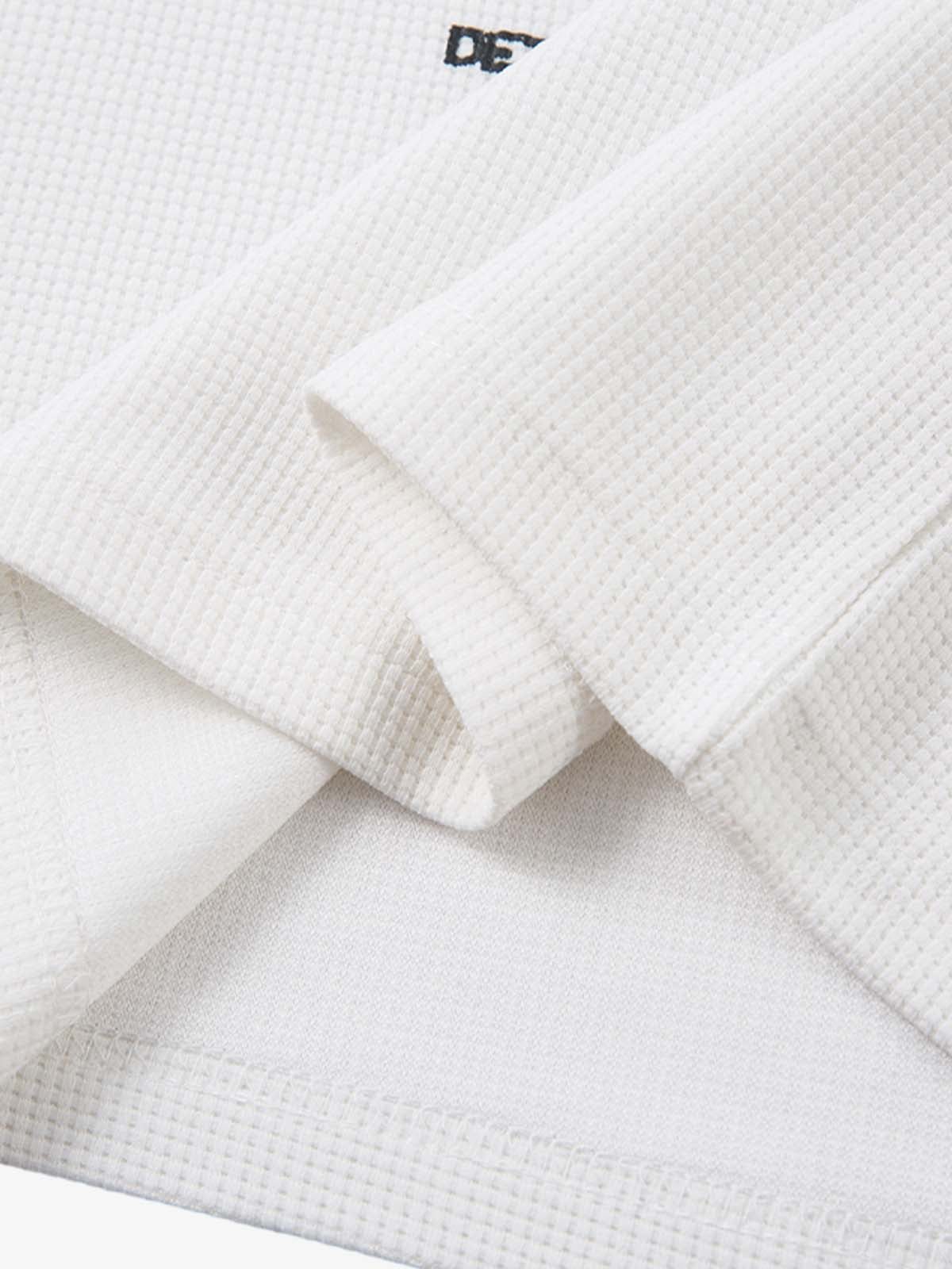 Letter Print Waffle Cross Long-Sleeved T-Shirt