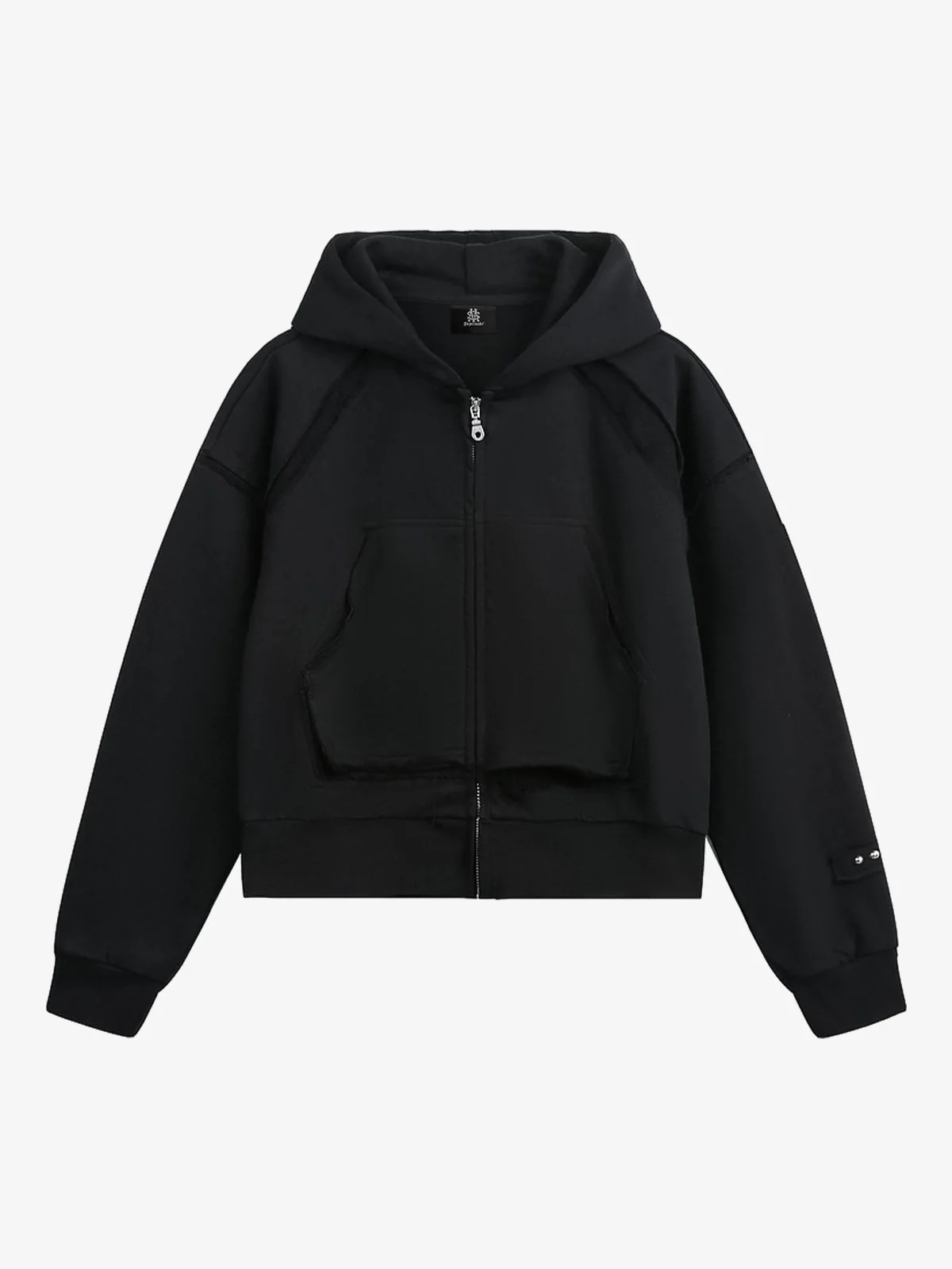 Destroyed Threaded Frayed Zip Up Hoodie