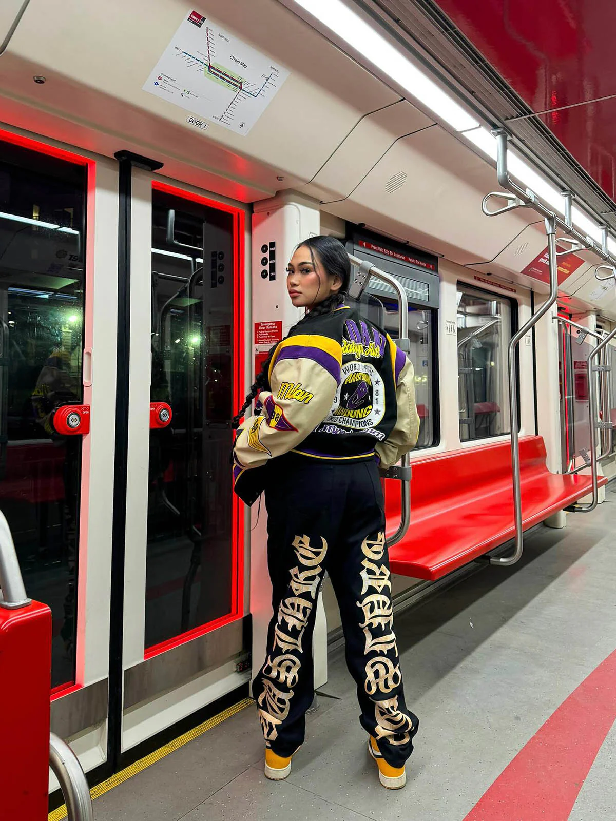 Thesupermade Burning Text Embroidered Letters Jeans -1478