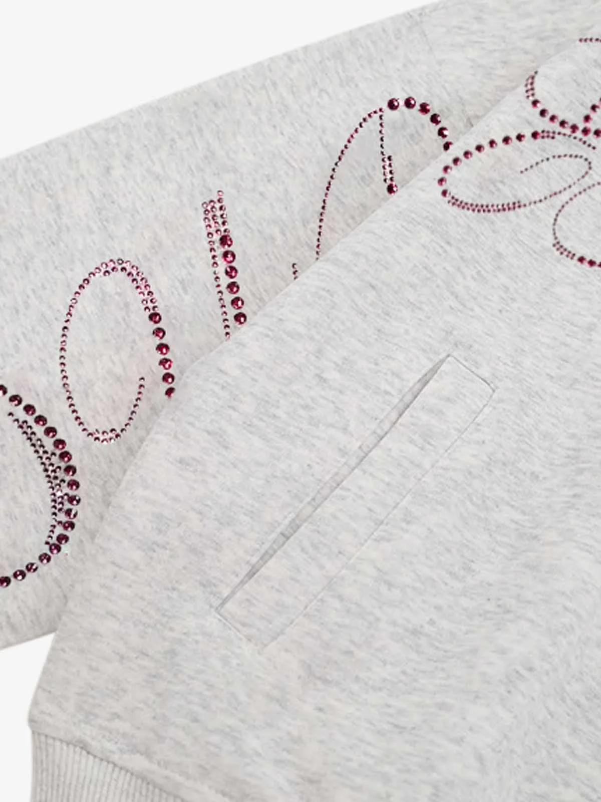 Street Hip-Hop Rhinestone Cropped Zip Up Hoodie