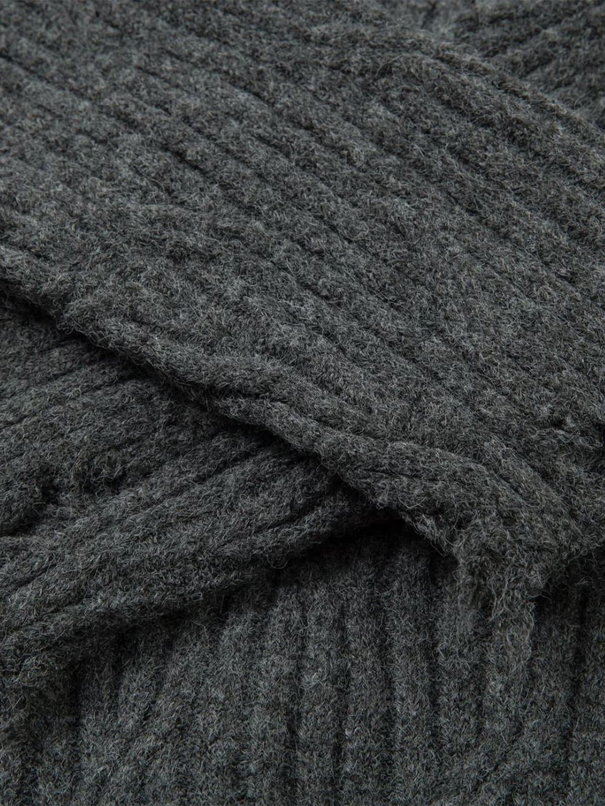 Knitted Distressed Diamond Pattern Raw Edge Sweater