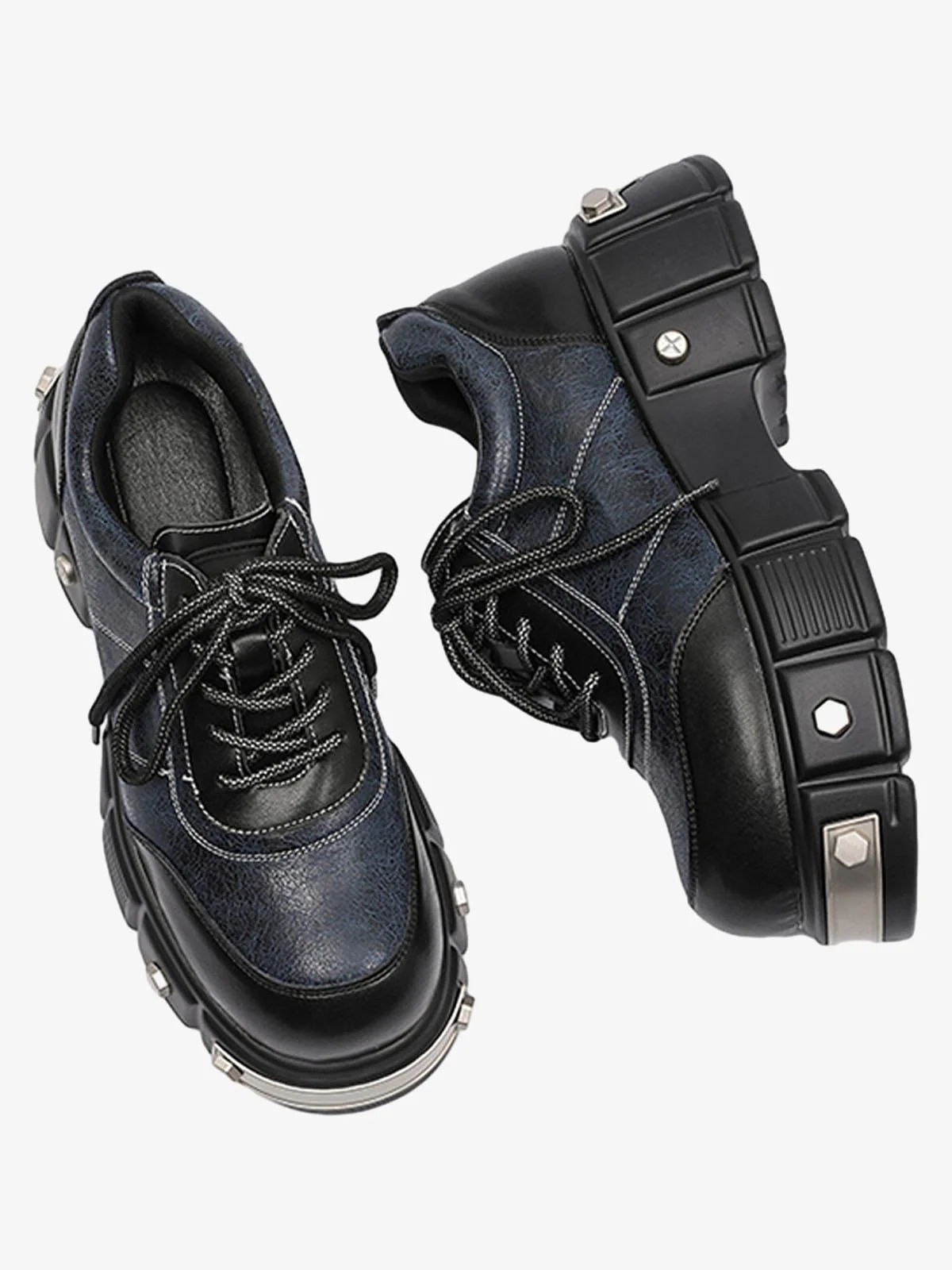 Metal Plate Chunky Leather Shoes