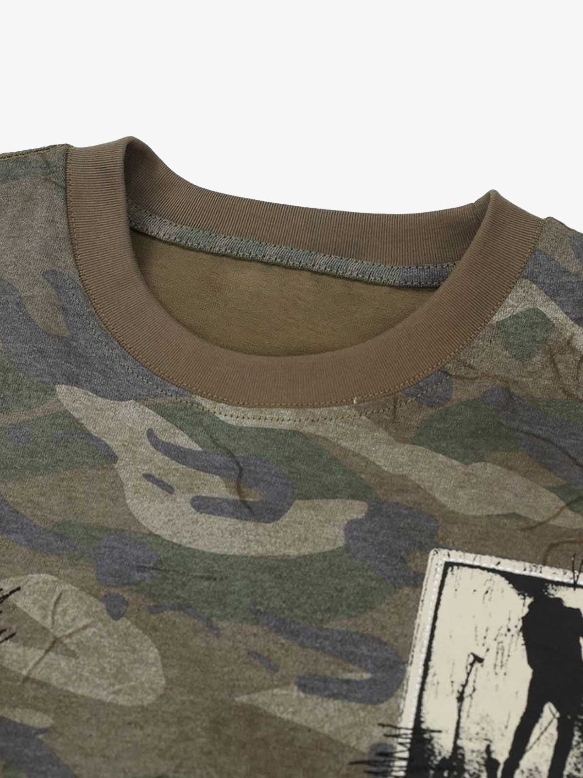 Camouflage Patchwork Graphic T-Shirt