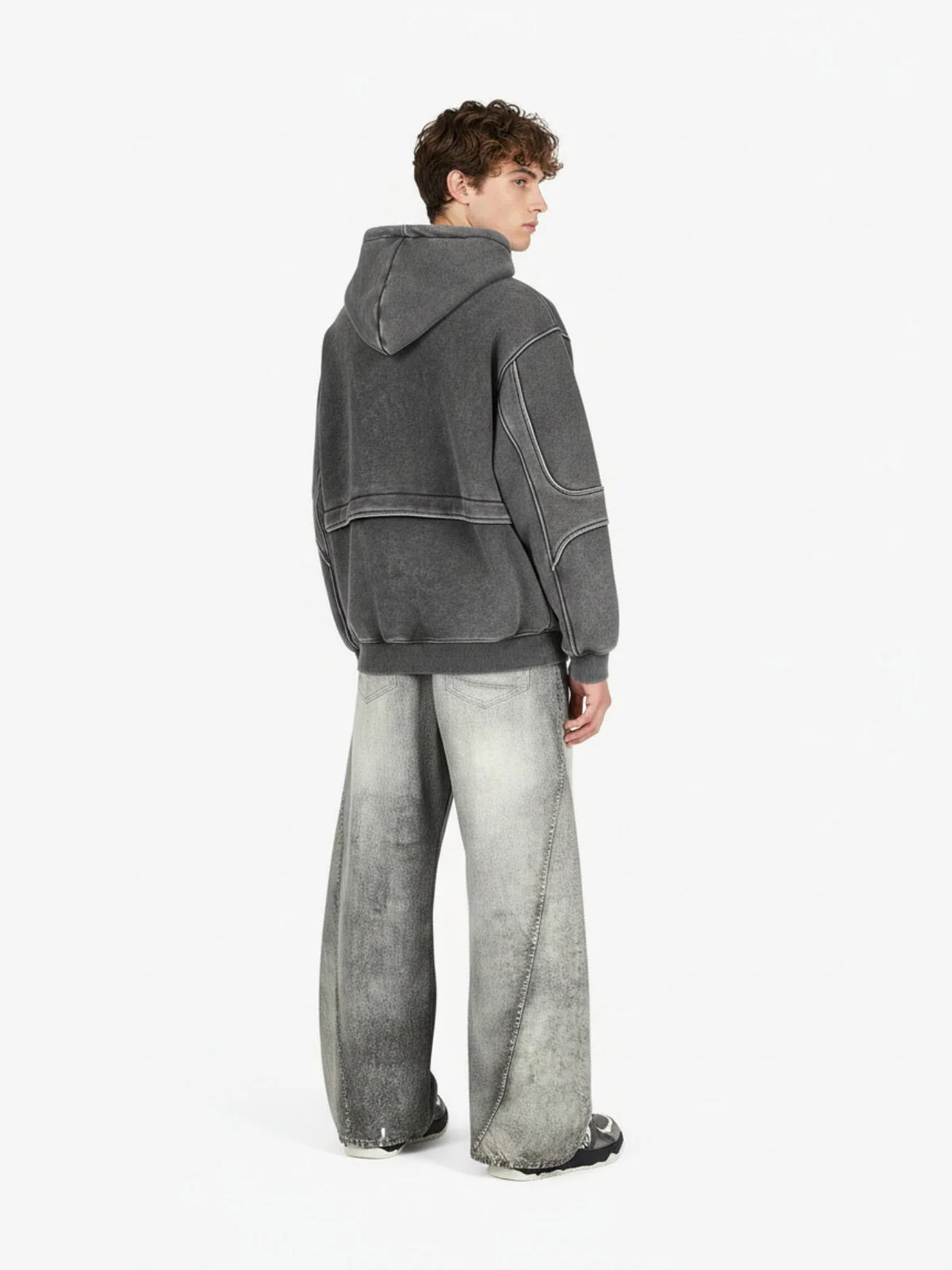 Retro Deconstructed Patchwork Washed Hoodie