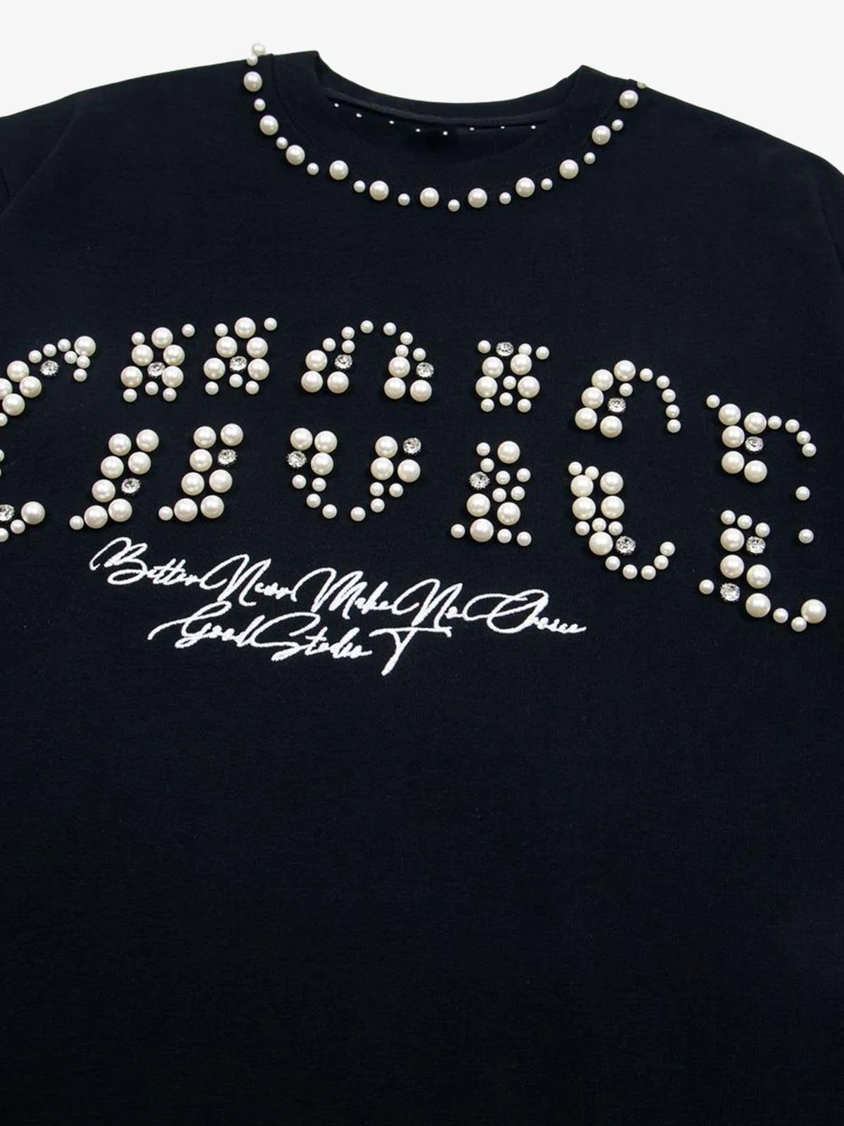 Elegant Pearl-Embellished Oversized T-Shirt