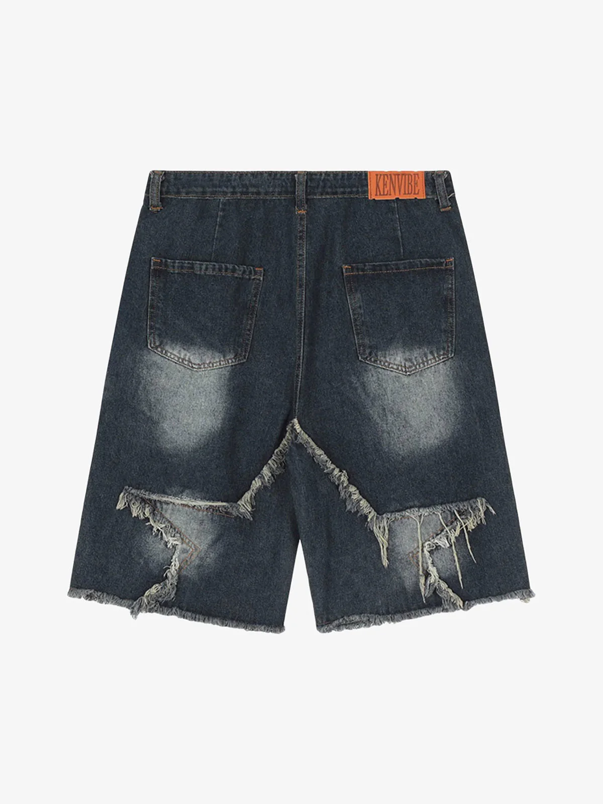 Thesupermade American Pentagram Tassel Patch Denim Shorts - 1681