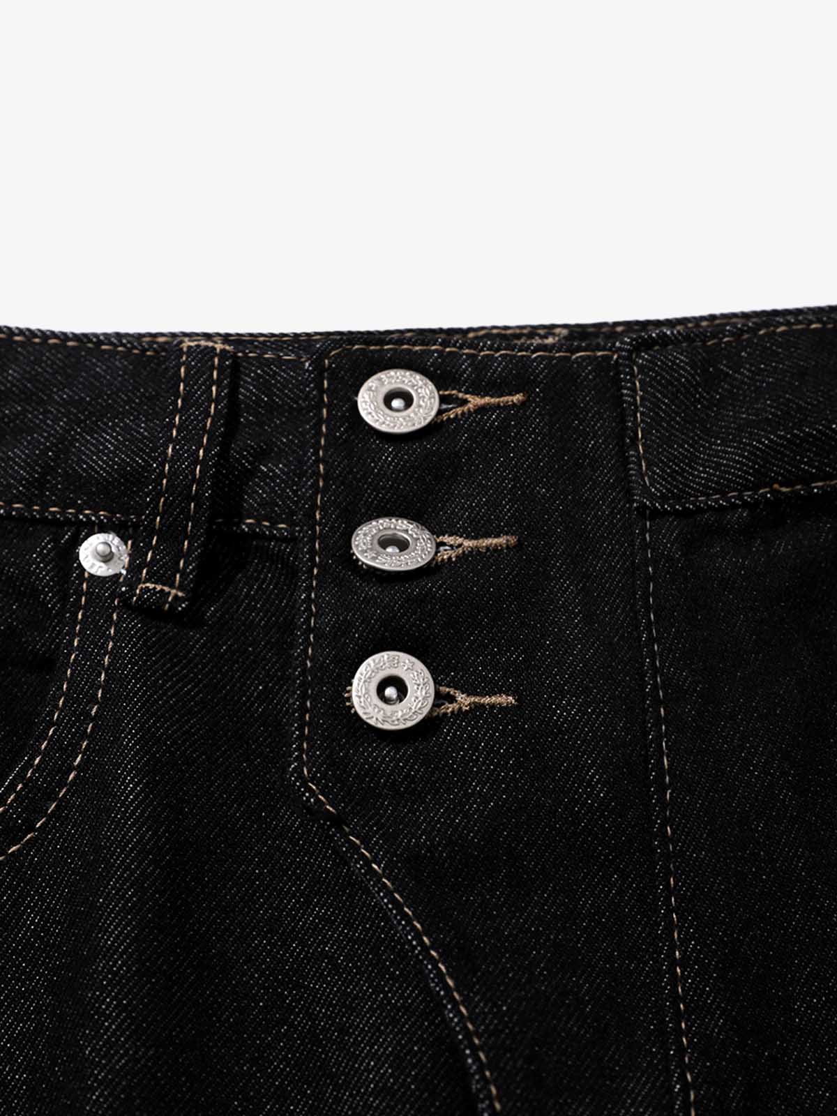 Reverse-Stitched Multi-Button Jeans