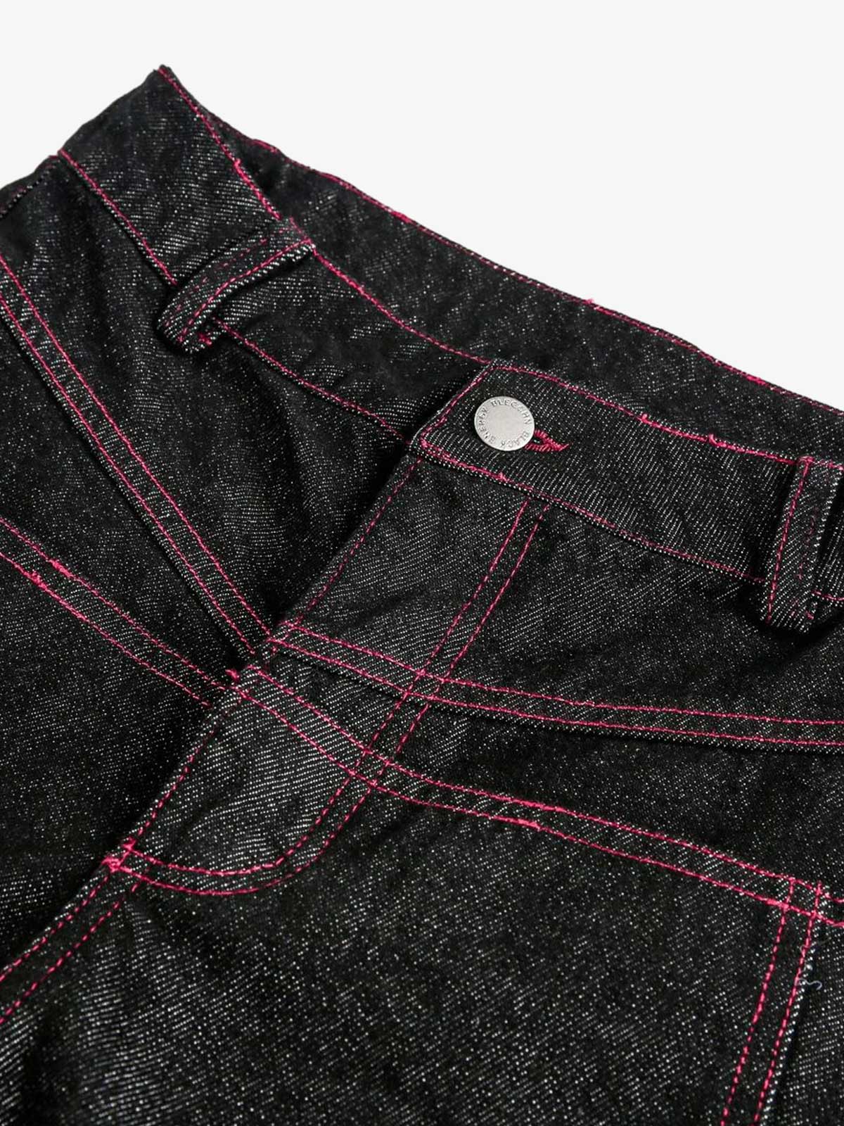 Street Culottes Red Stitching Barrel Jeans