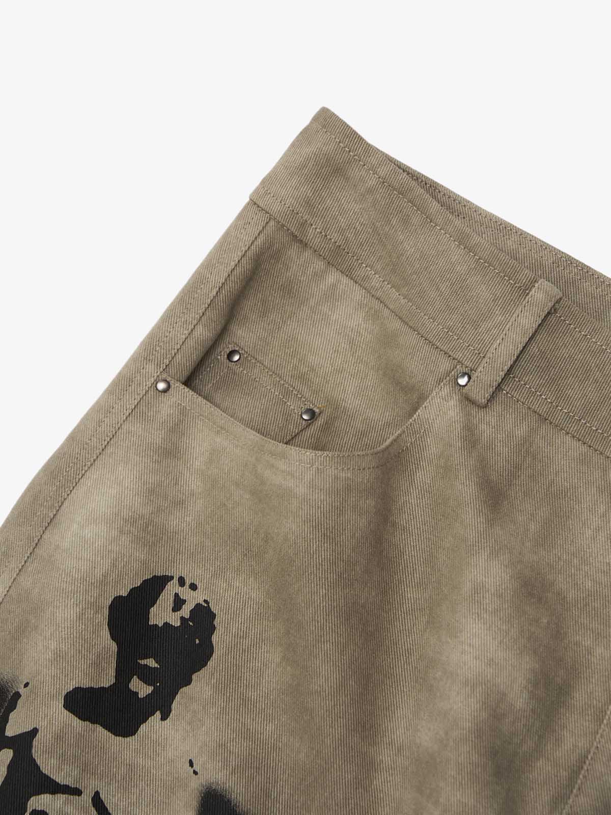 Original Large Cross Angel Print Distressed Jeans - 2552