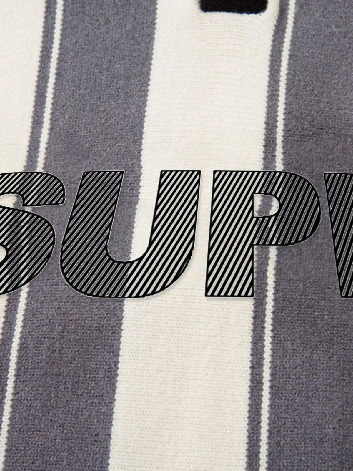 Retro Striped Polo Collar Sports Jersey Knit Sweater