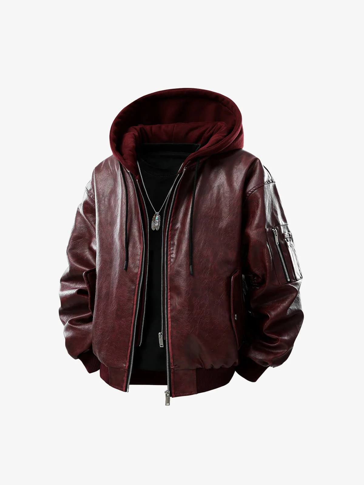 Retro Distressed Washed PU Leather Cotton Jacket