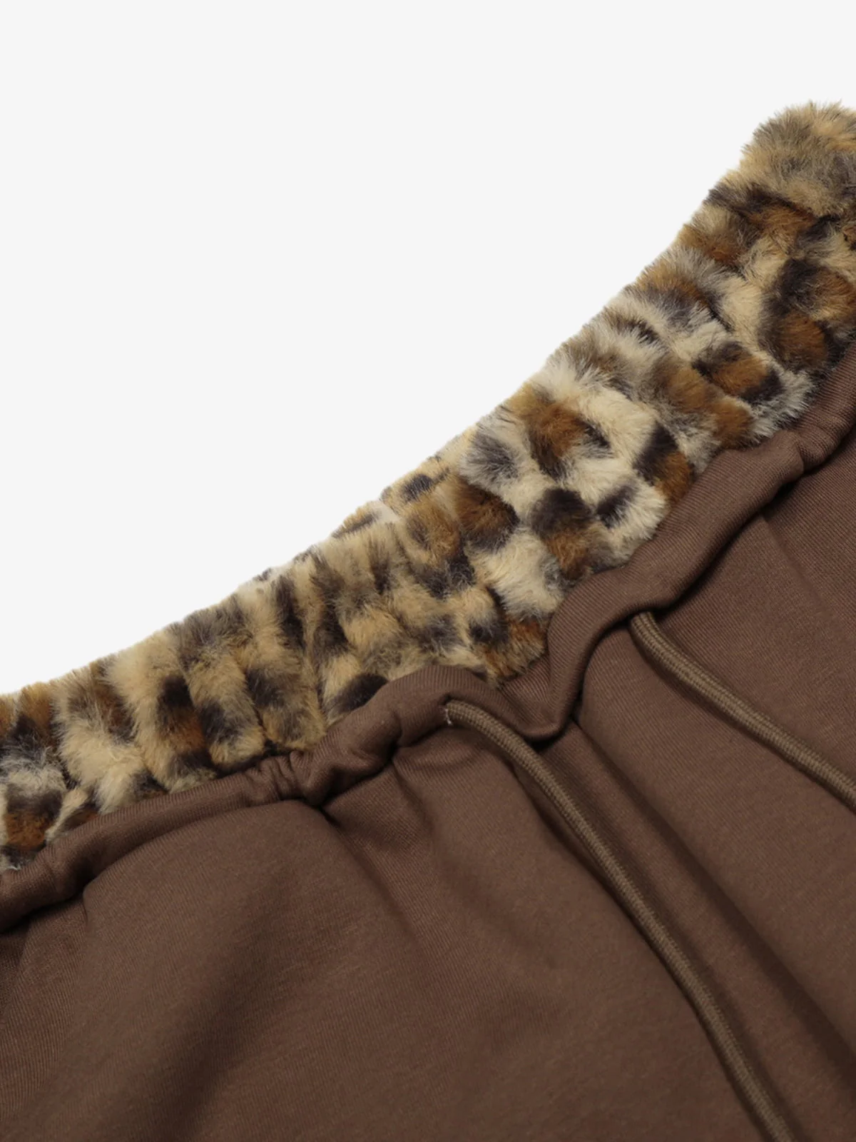 Retro Double-Waist Leopard Patch Barrel Pants