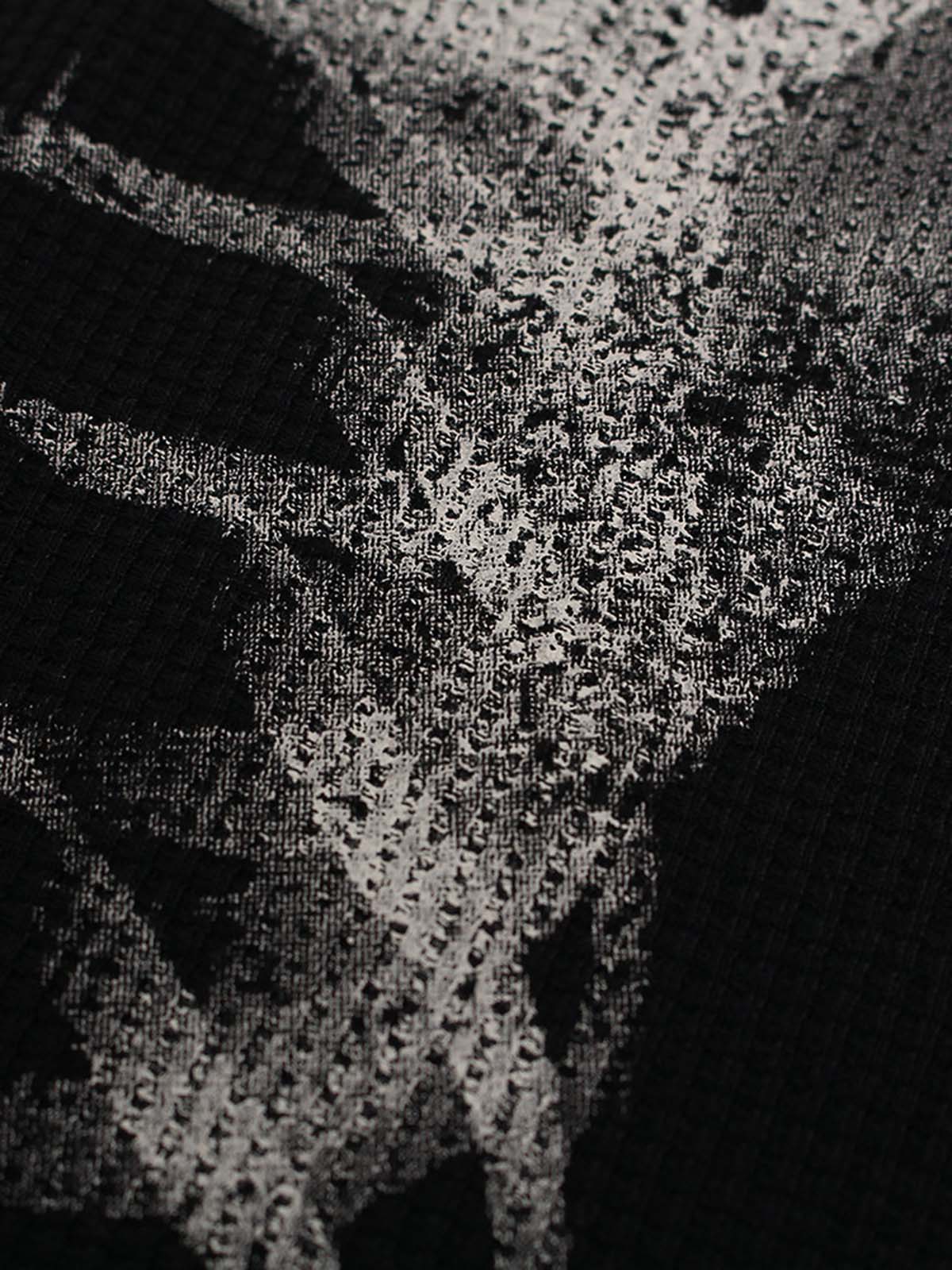 Skeleton Graphic Waffle Sweatshirt - 2495