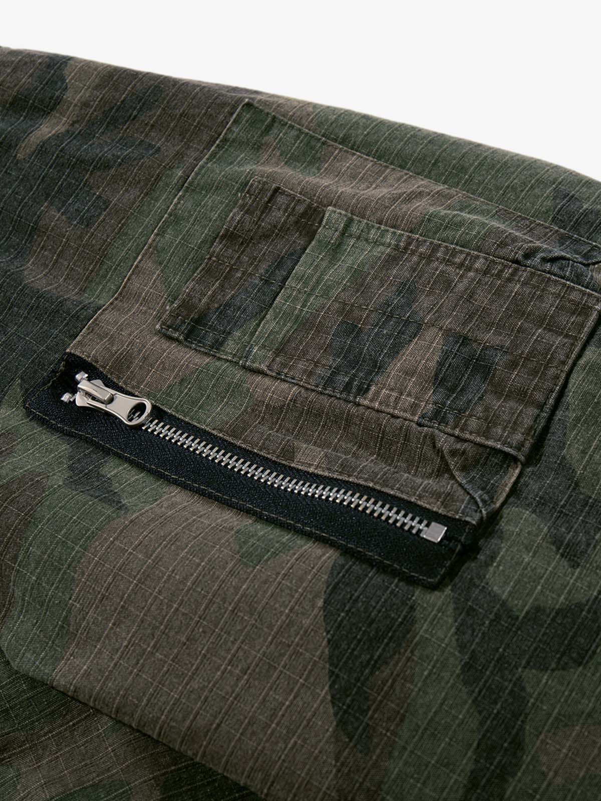 Retro Camouflage Faux Two-Piece Bomber Jacket - 2536