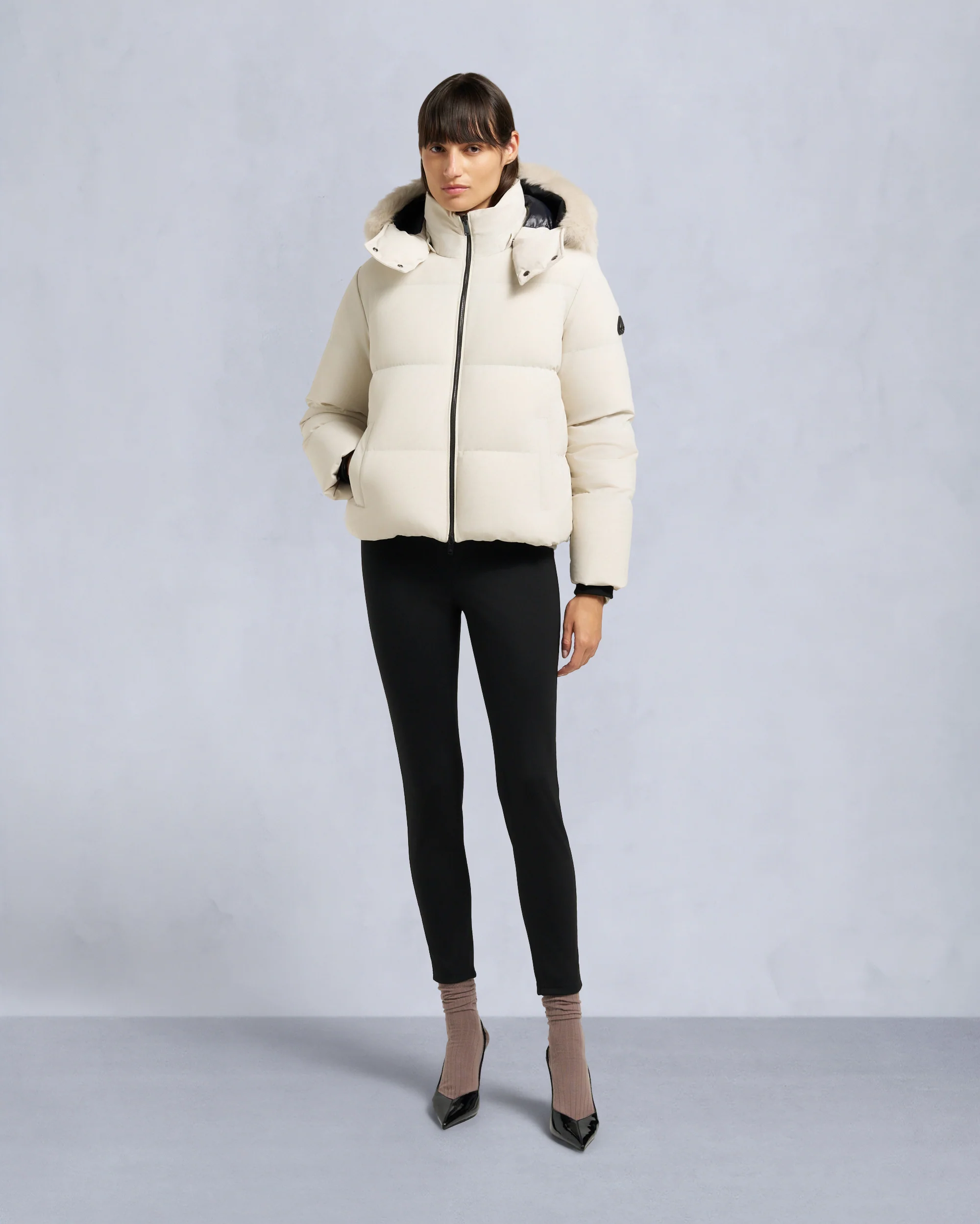 NYLUXE MISTI SHEARLING TRIM PUFFER