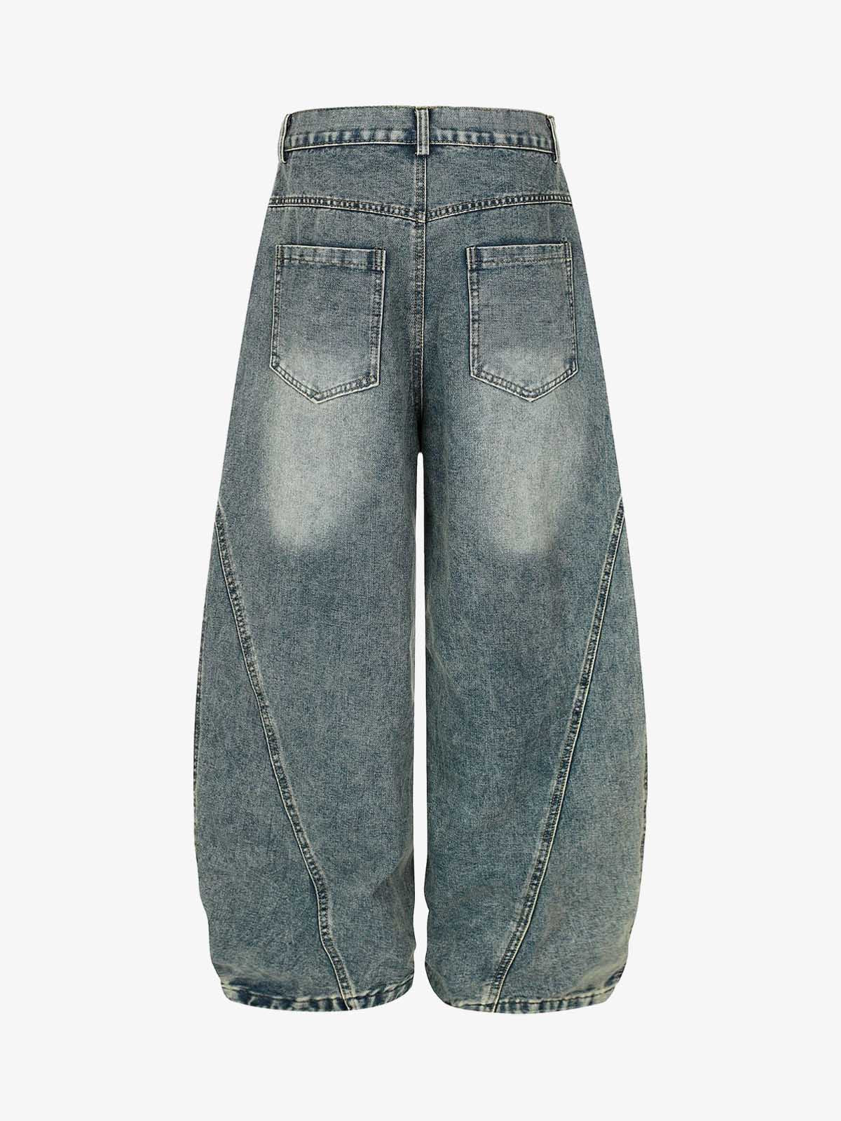 Leopard Print Paneled Loose-Fitting Scimitar Jeans