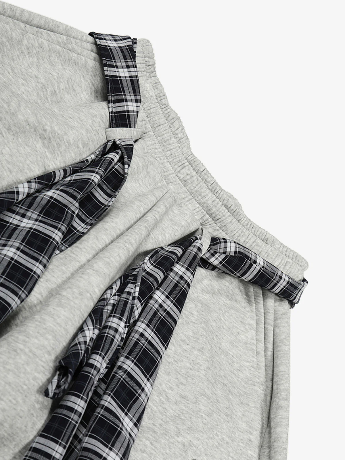 Street Detachable Plaid Waistband Machete Casual Pants