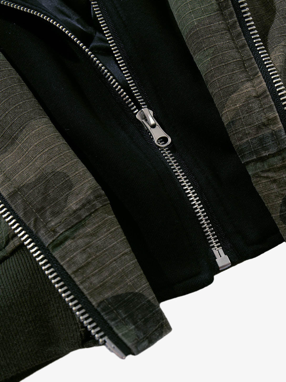 Retro Camouflage Faux Two-Piece Bomber Jacket - 2536