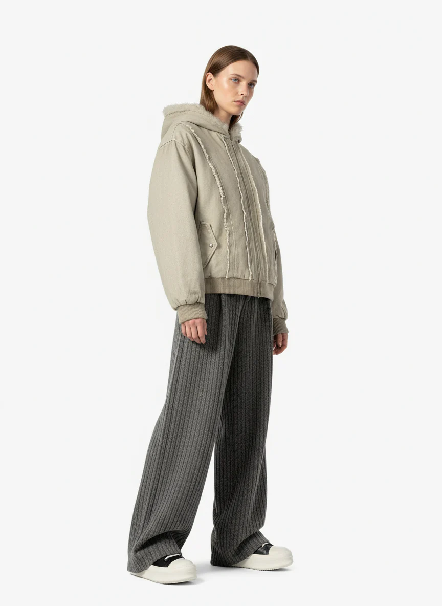 Retro Wool Blend Pleated Baggy Trousers