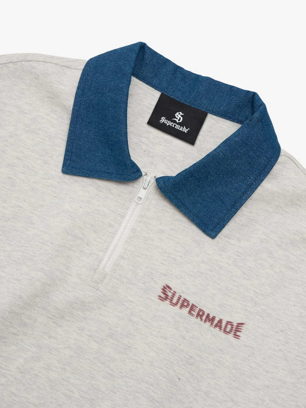 Original Denim Lapel Patchwork Sweatshirt